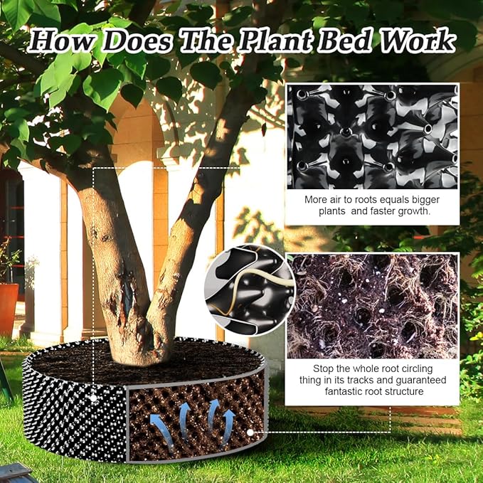 60 Gallon Air Pruning Container, Raised Garden Bed New Plastic Nursery Pot Fruit Vegetable Garden Grow beds (4 ft Diameter), Black