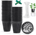 ORIMERC 2 inch Net Cups Pots 30 Pack with 30 feet Self Watering Wick & 30 Plant Labels for Hydroponics Aquaponics Planter Indoor Outdoor Growing Baskets Slotted Mesh UV Resistant & BPA Free