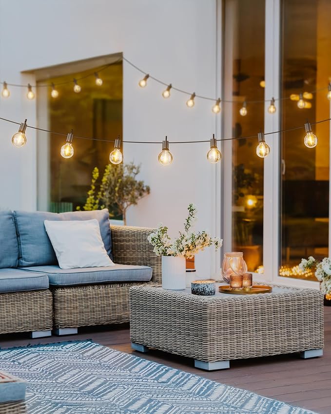 Brightown 209FT LED Outdoor String Lights - Patio Lights with 100 Shatterproof Clear Dimmable Edison Bulbs, Waterproof Connectable Hanging Light for Outside Backyard Porch Party Christmas Decoration