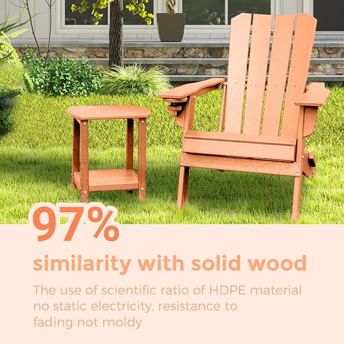 Adirondack Square Outdoor Side Table,2-Tier Storage Patio Side Table, HDPE End Tables for Backyard Pool Porch Garden Lawn