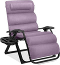 Best Choice Products Oversized Zero Gravity Chair, Folding Outdoor Patio Recliner, XL Anti Gravity Lounger w/Removable Cushion, Cup Holder, Side Tray, 350lb Capacity - Lavender