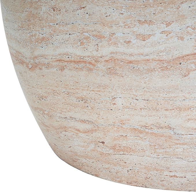 Christopher Knight Home Jayme 20.25" Indoor Outdoor Oval Accent Side Table, Patio Decorative End Table, Lightweight Concrete Garden Stool for Patio Living Room Balcony & Garden Decor, Travertine