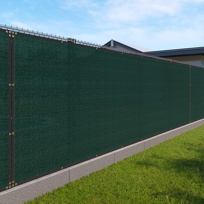 Windscreen4less Privacy Fence Screen Heavy Duty Windscreen Fencing Mesh Fabric Shade Net Cover with Brass Grommtes for Outdoor Wall Garden Yard Pool Deck, 6'x92' Green