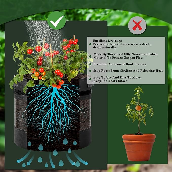 3 Pack 20 Gallon 360° Visibility Potato Grow Bags with Shading Flap, Plant Grow Bags for Growing Potatoes Heavy Duty Thickened Nonwoven Fabric Gardening Vegetable Growing Bags with Harvest Window