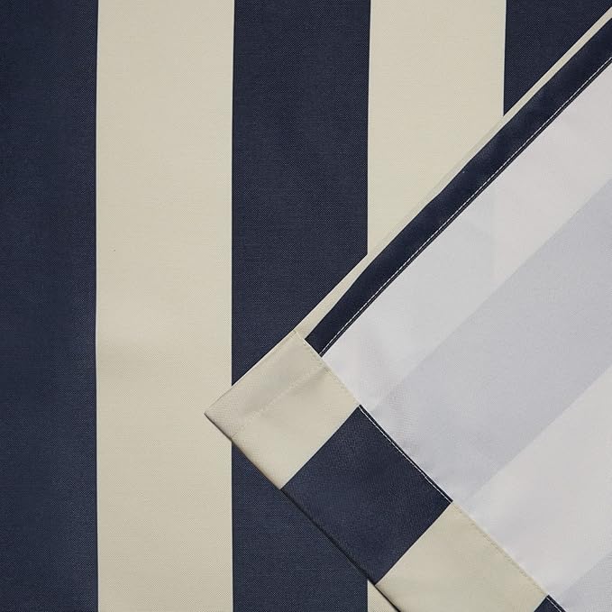 Exclusive Home Canopy Stripe Indoor/Outdoor Grommet Top Curtain Panel, 54"x96", Navy / Sand, Set of 2