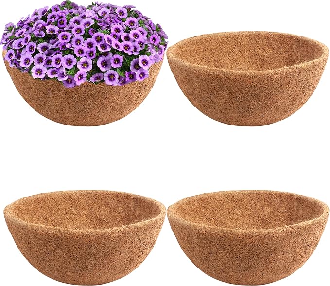 Y&M 4PCS 16" Round Coconut Fiber Liner Pre-Formed Replacement for 16'' Hanging Basket