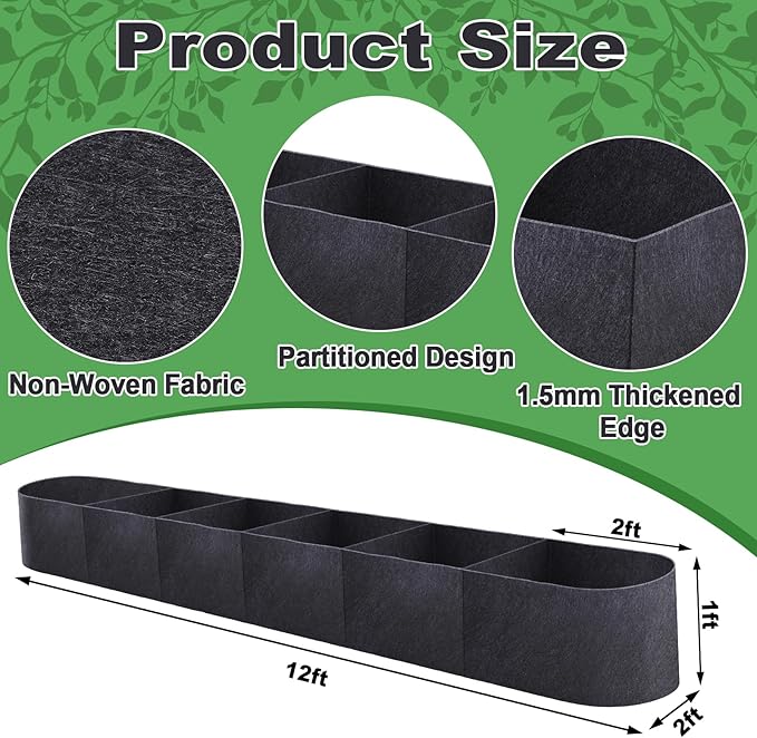 POILKMNI 12x2x1ft Oval Fabric Raised Garden Bed - Outdoor Planter Box Non-Woven Fabric Patio Planting Bed Garden Grow Bed Bag for Growing Herbs, Flowers and Vegetables