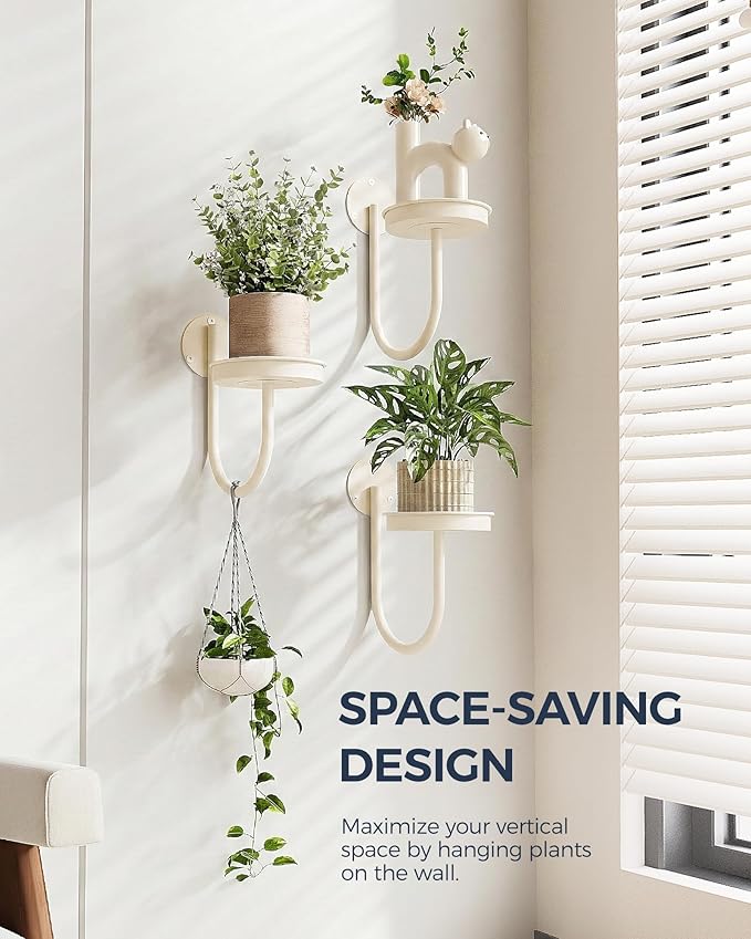 Bamworld Wall Plant Holder Wall Planters for Indoor Plants Plant Hanger Indoor Window Plant Shelves Hanging Plant Holder Window Plant Hanger Plant Decor White 3pcs