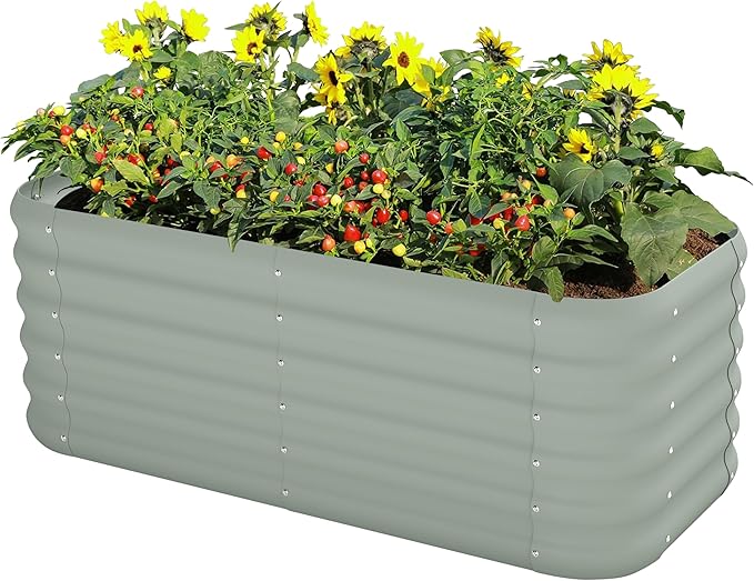 Galvanized Raised Garden Bed, Outdoor Planter Bed, Metal Planter Box for Gardening and Planting,4x2x1.5ft, Light Green