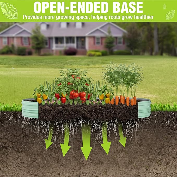 WORKPRO 2PK 8x4x1ft Outdoor Galvanized Raised Garden Bed, Easy Assembly Planter Raised Beds for Vegetable, Flowers, Herbs, Light Green