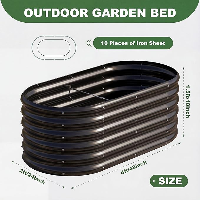 AHEONLAR 3 Pack 4×2×1.5ft Galvanized Raised Garden Beds Outdoor, Sturdy Planter Boxes for Vegetables, Fruits, Flowers and Plants, Easy Assembly, Black