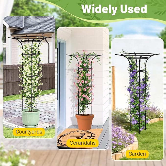 Garden Trellis for Climbing Plants Outdoor, 65 Inch Mushroom Top Trellis for Climbing Plants, Plant Trellis Support for Potted Plants Climbing Vine Rose Clematis Vegetable Trellis, 1 Pack (1)