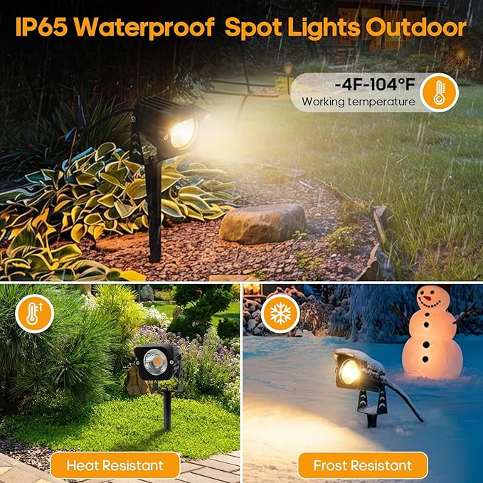 Dusk to Dawn Outdoor Lighting, 15W Spot Lights Outdoor with Photocell Sensor, 3000K Warm White Landscape Lighting IP65 Waterproof LED Spotlight for Garden Yard Flag Tree, 5.91FT Cable, US Plug