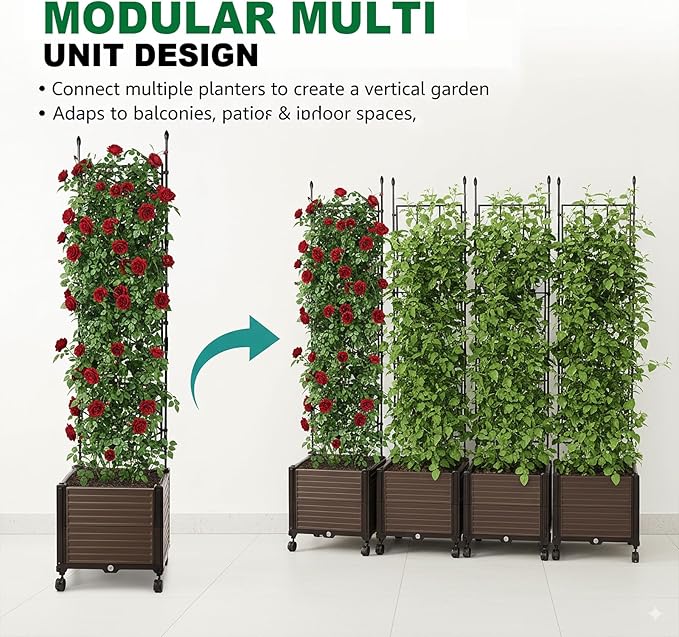 WESOCES 3-Tier Vertical Plant Stand with Rolling Base – Indoor/Outdoor Garden Planter, Space-Saving Flower Rack for Small Plants and Herbs, Brown