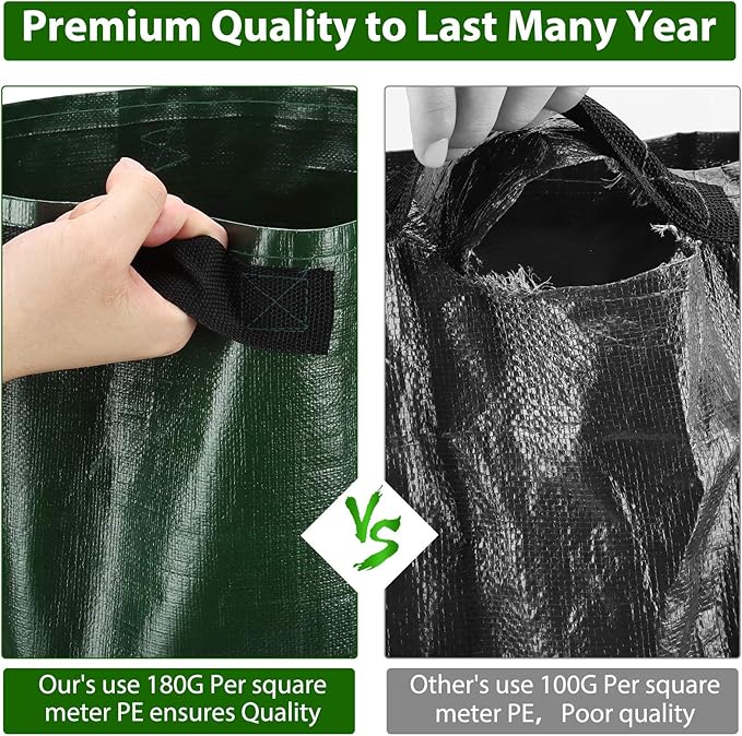 JJGoo 2 Pack 10 Gallon Garden Potato Grow Bags with Flap and Handles Aeration Fabric Planter Pots, Heavy Duty Potato Planters Garden Planting Bags for Onion, Fruits, Tomato, Carrot (Green)