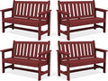 SERWALL Outdoor Bench, HDPE Outdoor Benches Weatherproof, 2-Person Garden Bench with 660 lbs Weight Capacity, Patio Benches for Outdoors, Garden, Porch, Backyard and Park, Red, 4 Pack