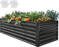 YITAHOME 6x3x2ft Large Raised Garden Bed Kit, Galvanized Metal Planter Box with Gloves, Ground Nails, Support Rod, Outdoor Above Ground Planters for Plants Vegetables Flowers, Black