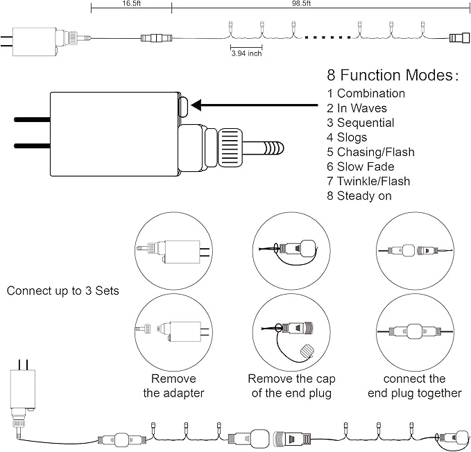 300 LED Halloween Lights, 98.5FT Halloween String Lights with 8 Lighting Modes, Waterproof & Connectable Mini Light, Plug in for Indoor Outdoor Holiday Christmas Party Bedroom Decorations (Purple)