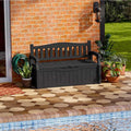 Patiowell 75 Gallon Plastic Storage Bench, Water-Resistant Deck Box for Patio Furniture, Garden Tools, Pool Storage and Outdoor Cushions, Black