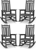 SERWALL Gray Outdoor Rocking Chair Set of 4, All Weather Patio Rocking Chair, HDPE Poly Rocking Chair for Adults, Heavy Duty Front Porch Rocker