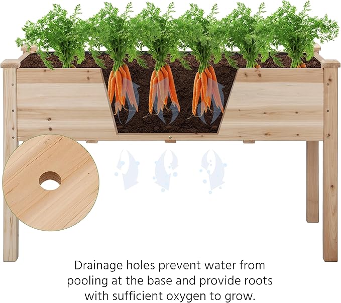 Yaheetech 1pc Raised Garden Bed 48x24x30in Elevated Wooden Horticulture Planter Box with Legs Standing Growing Bed for Gardening/Backyard/Patio/Balcony
