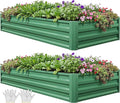 YITAHOME 6x3x1ft 2pcs Large Raised Garden Bed Kit, Galvanized Metal Planter Box with Gloves, Ground Nails, Support Rod, Outdoor Above Ground Planters for Plants Vegetables Flowers, Green