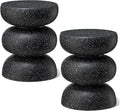 Glitzhome Outdoor Side Table Set of 2, 18" H Decorative Garden Stool MgO Faux Terrazzo End Table, Heavy Duty Indoor Outdoor Round Planter Stand for Living Room Bedroom Patio Deck Poolside,Black