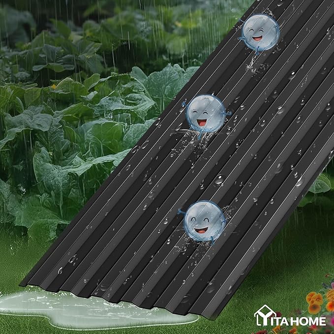YITAHOME 8x4x2ft 2pcs Large Raised Garden Bed, Galvanized Metal Planter Box with Gloves, Ground Nails, Support Rod & Safety Rubber, Outdoor Above Ground Planters for Plants Vegetables Flowers, Black