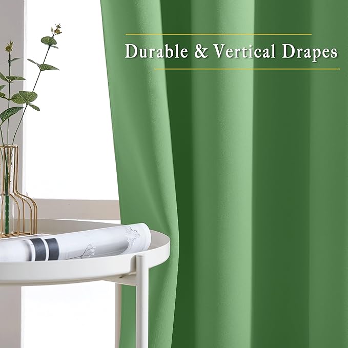NICETOWN Kitchen Short Blackout Curtain and Drape - Thermal Insulated Solid Grommet Blackout Panel for Patio Bedroom Living Room (Single Panel, 52 inches by 45 inches, Froest Green)