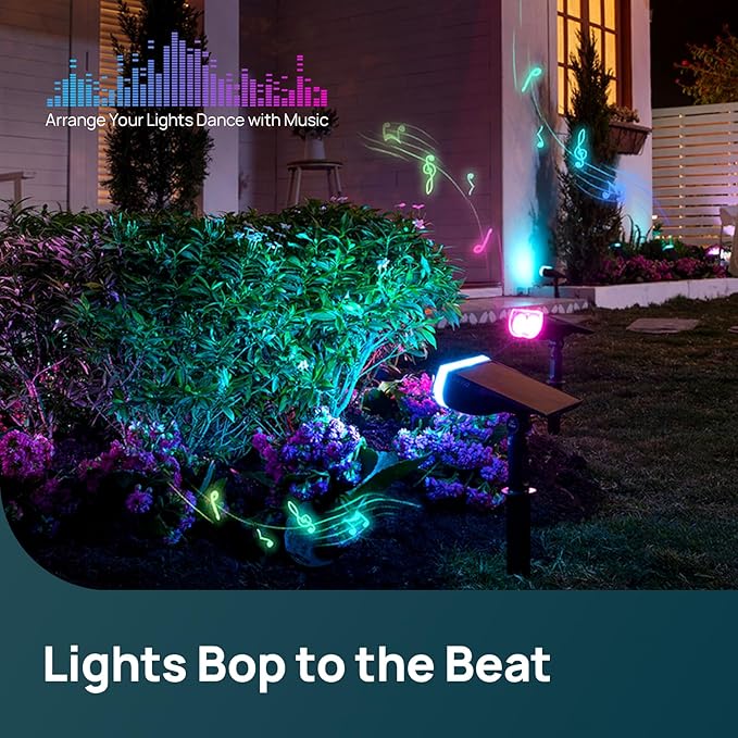 Linkind Smart Solar Spot Lights Outdoor SL5C, Solar Lights Outdoor Spotlight Cool/Warm White/Color Changing, APP/Voice Control IP67 Landscape Lighting for Yard, Garden, Pathway(8 Pack)