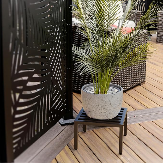 Zhongma 2 Pack 12" Fully Assembled Sturdy Potted Plant Stand Flower Pot Holder Heavy Duty Construction, No Installation Square Low Plant Stand 12 x 12 x 7.87 inch for Home Indoor and Outdoor, Sturdy plant riser and saucer