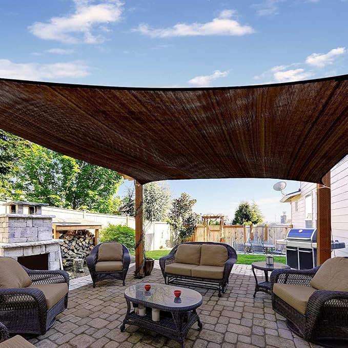 Quictent 20x16ft 185G HDPE Rectangle Sun Shade Sail Canopy 98% UV Block Outdoor Patio Garden with Hardware Kit (Brown)