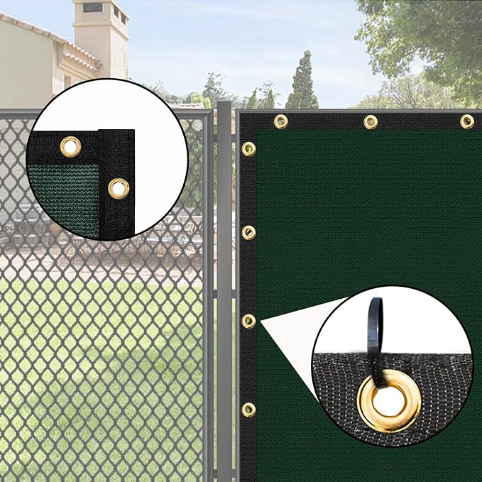 UPGRADE Privacy Screen 3' x 16' Fence Commercial Shade Cover with Brass Grommets Heavy Duty Perfect for Outdoor Back Yard, Dark Green, Customizable