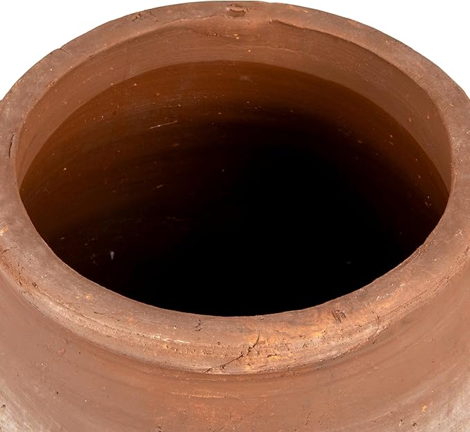 Creative Co-Op Large Orange & Whitewashed Terracotta Urn