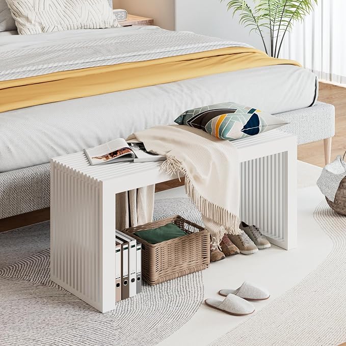 Bamboo Dining Bench, 35 inch Farmhouse Decor Indoor Kitchen Table Bench, Entryway Shoe Rack Bench Solid Bamboo Benches for Living Room, Hallway, Bedroom, Bathroom