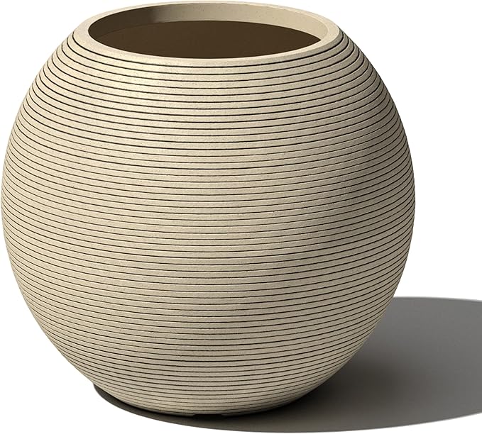Veradek Strata Series Sphere Round Planter for Patio & Backyard | Durable Plastic-Stone Material | Modern Décor for Tall Trees and Plants