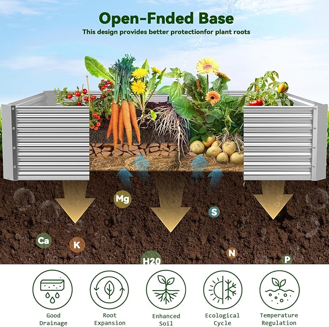 3 Pack 6x3FT Raised Beds for Gardening, Corrugated Galvanized Steel Raised Garden Bed, Outdoor Metal Above Ground Garden Bed for Vegetables and Flowers(Rectangular)