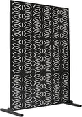 Oakland Living 6 ft. X 4 ft. Black Freestanding Metal Privacy Screen Room Divider