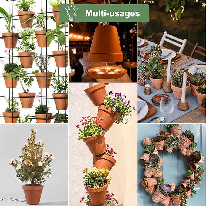 Orceler 6 inch Terracotta & Clay Pots for Plants with Saucer, Medium Terra Cotta Plant Pots with Drainage Hole, Flowerpot with Tray, Terracotta Pot for Indoor Outdoor Plant - Pack of 4 Planters