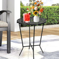 25" Height Side Table, 18inch Round Metal Outdoor Patio Bistro Table, Weather Resistant Accent Side Table Drink Table for Backyard, Livingroom, Yard Balcony