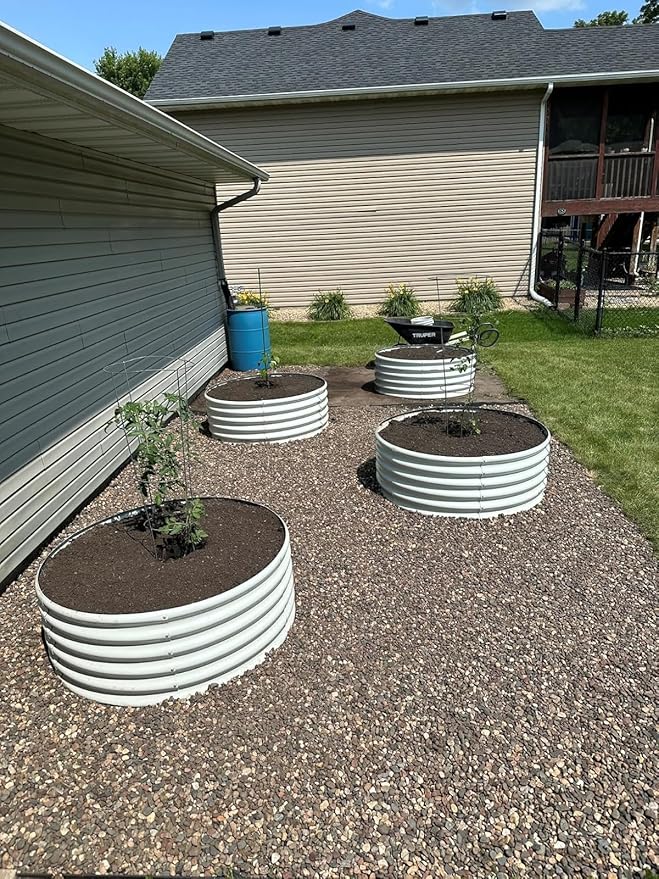 A ANLEOLIFE 6-Pack 4X4X1.5ft & 6X2X1.5ft Deep Root Galvanized Raised Garden Beds Outdoor for Planting Vegetables Flowers Herb, Antique White