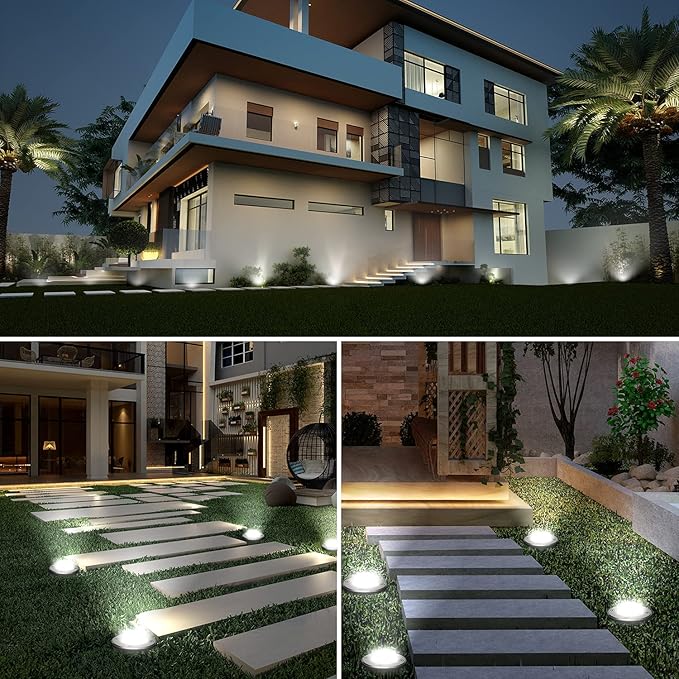 JESLED Landscape Lighting 6W LED Well Lights, 12V 24V Ground Lights 6000K Bright White, IP67 Waterproof Low Voltage Landscape Light Spotlight for Driveway Deck Patio Yard Garden Outdoor (6 Pack)