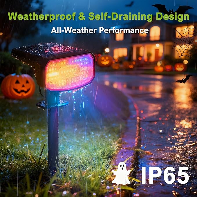 DAMINY Color Changing Solar Spot Lights 9 Lighting Modes, Outdoor Waterproof IP65,Multicolor RGB Christmas Spotlight for Gardens, Porches, Landscape, Yard Deconrations-4 Pack