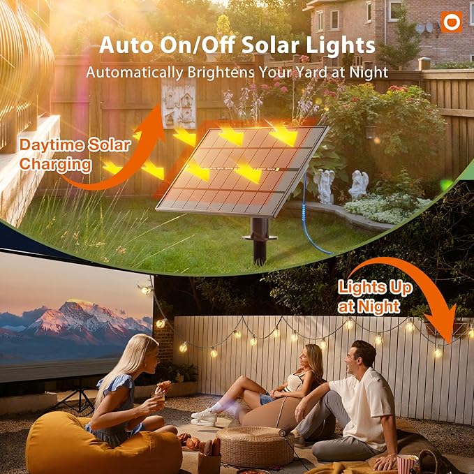 addlon 150FT Solar String Lights Outdoor Waterproof with Remote, Dimmable Commercial Grade Solar Powered String Lights with 80 LED Bulbs, Hanging Light for Camping Backyard Party Decor