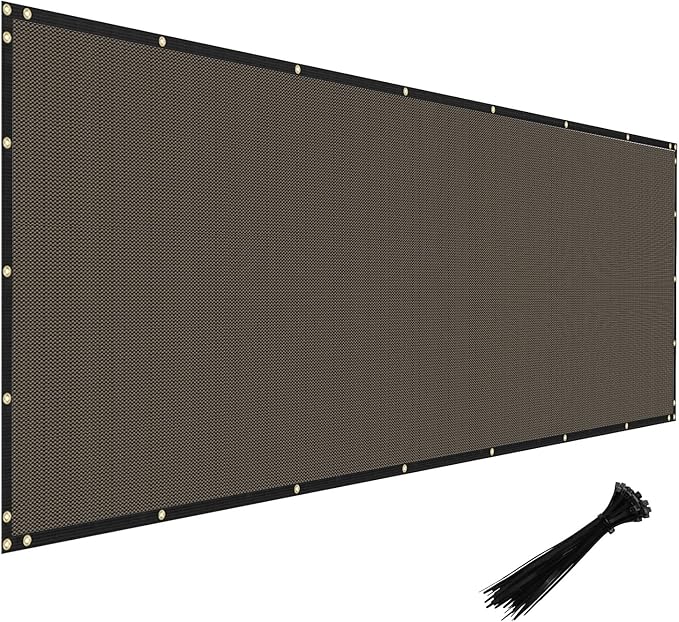 WINDSCREEN4LESS 6' x 9' Privacy Fence Screen in Brown for Chain Link Fence W/ Brass Grommet 85% Blockage Windscreen Outdoor Mesh Fencing Netting 150GSM Fabric W/ Zip Ties - Custom Size