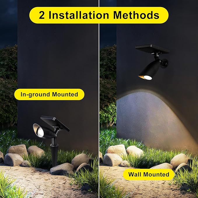 Boajuna Solar Spot Light Outdoor, Solar Landscape Spotlight Waterproof Security Wall Lamp Lights for Patio Yard Lawn Driveway Trees Flags Christmas Decor