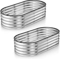 Plant & Plot Galvanized Raised Garden Beds Outdoor // 4×2×1 ft (2-Pack) Planter Raised Beds for Gardening, Vegetables, Flowers // Large Metal Garden Box (Silver) // Patented Tool-Free Design