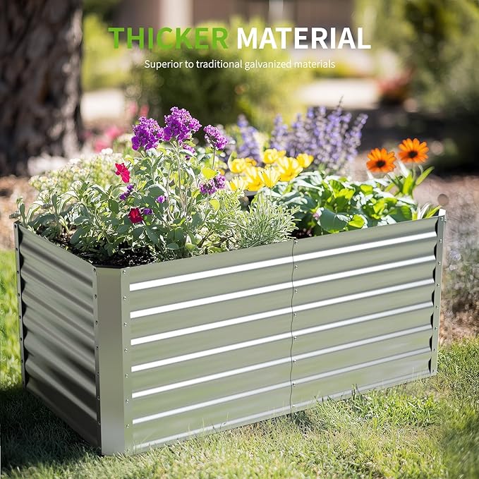 4X2X2ft (2 Pack) Galvanized Raised Garden Bed,Outdoor Planter Box Metal Patio Kit Planting Bed for Vegetables Flowers Herb