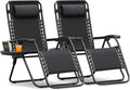 Homall Zero Gravity Chair Patio Folding Lawn Lounge Chairs Outdoor Lounge Gravity Chair Camp Reclining Chair with Pillows for Poolside Backyard and Beach Set of 2 (Dark Black)