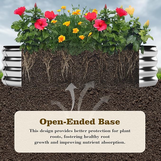 Galvanized Metal Planter Raised Garden Bed Kit for Gardening Outdoor，6x3x2ft Planter Grow Garden Box Raised Flower Bed，Long Vegetable Clearance Herb Raised Garden Beds For Container Gardening